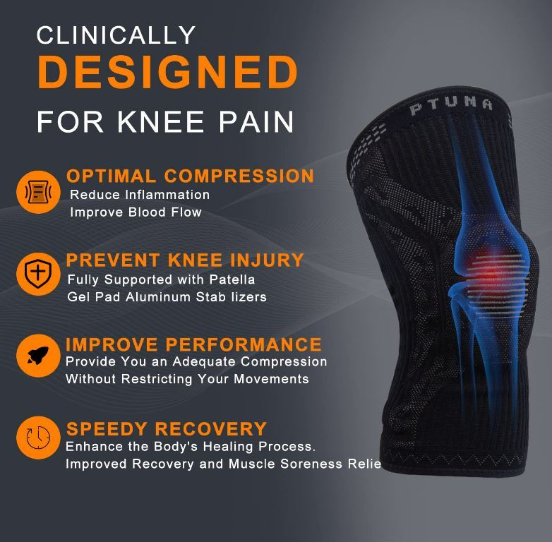Ptuna Compression Knee Sleeve W/ Patella Gel Pad