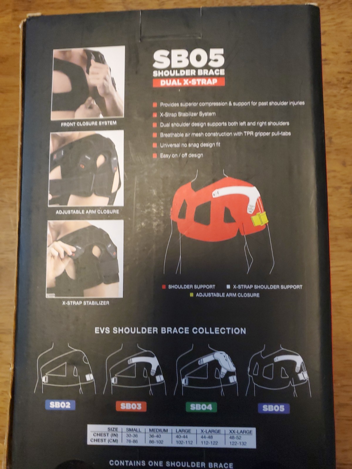 EVS SB05 Bilateral Shoulder Stabilizer Brace Black, Dual X-Strap – Sz. Adult Sm