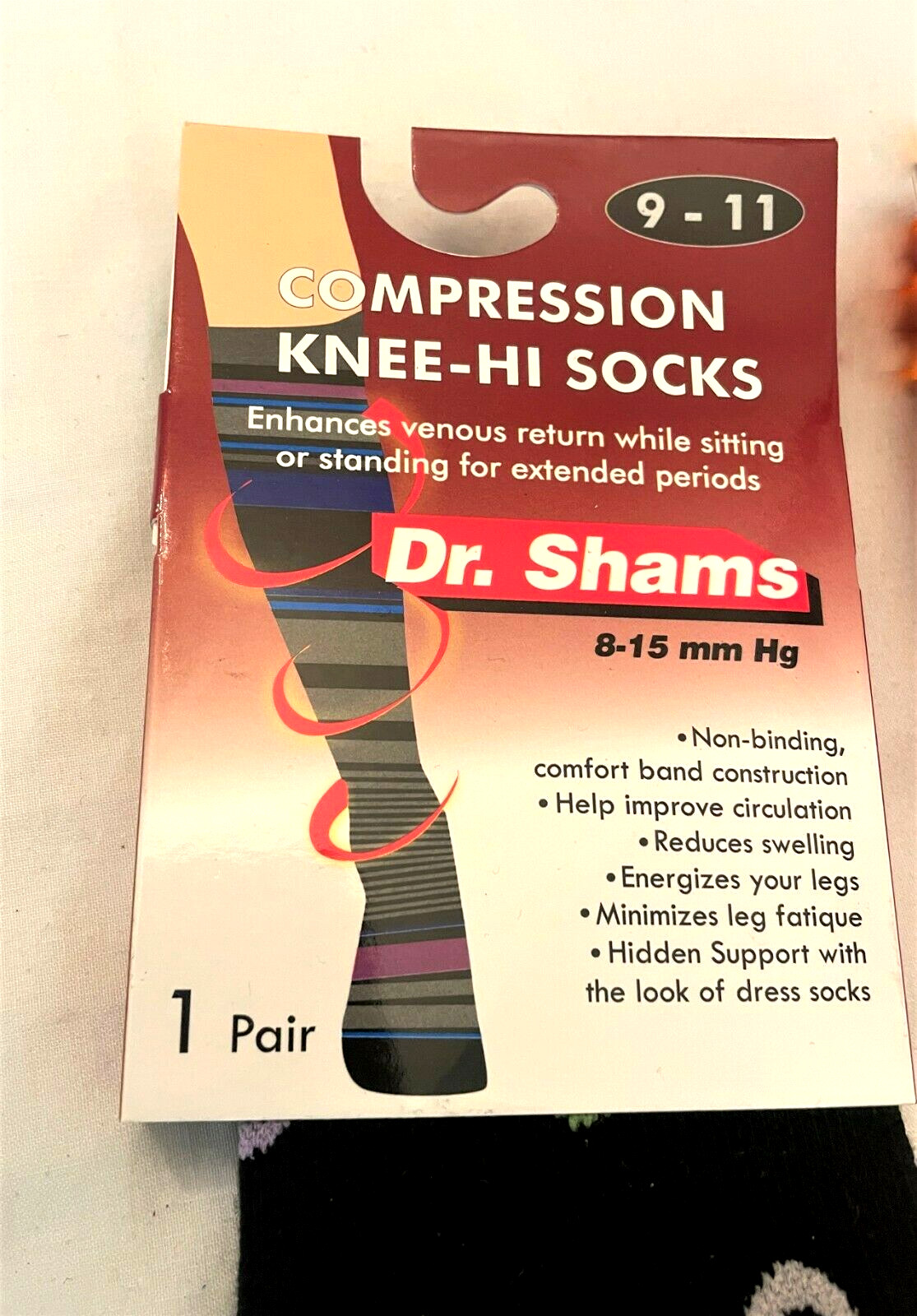 Compression Socks Size 9-11 Knee High Socks Dr. Shams Moderate 8-15 mm Hg 3 Pair