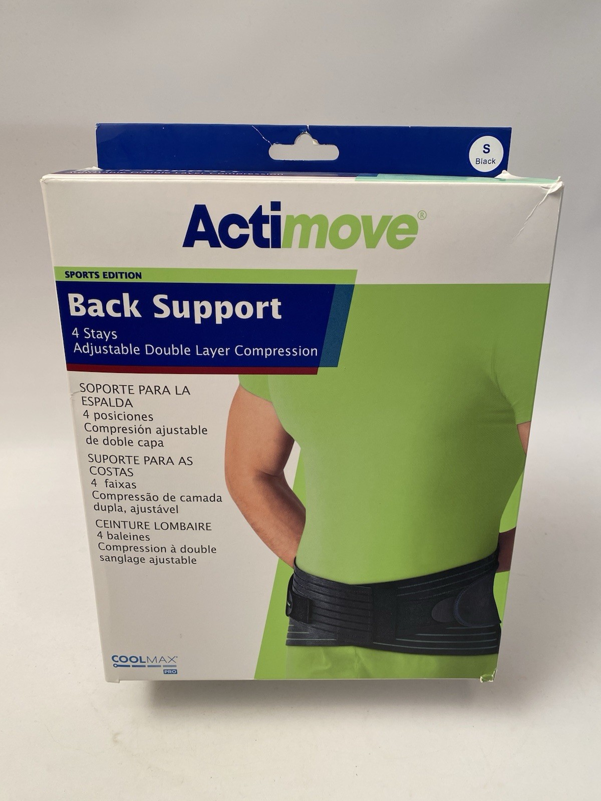 Actimove Back Support Size S Adjustable Double Layer Compression Small Black