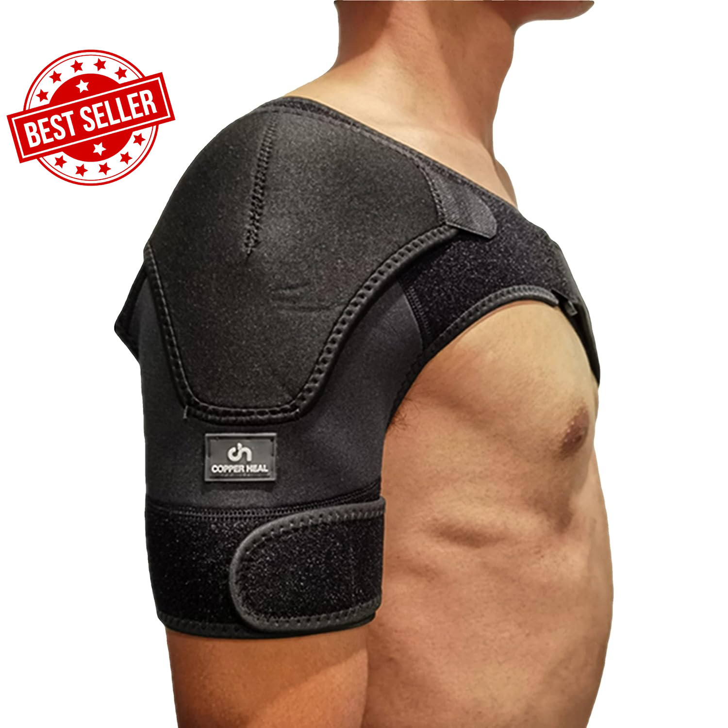 COPPER HEAL Shoulder Brace Adjustable Compression Sleeve Pain Relief