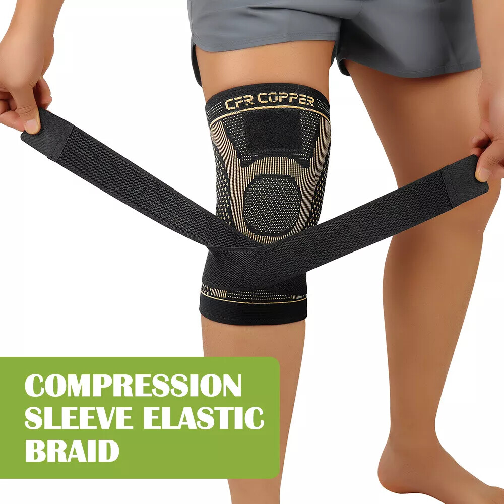 Copper Knee Brace Support Compression Sleeve Sport Joint Arthritis Pain Relief