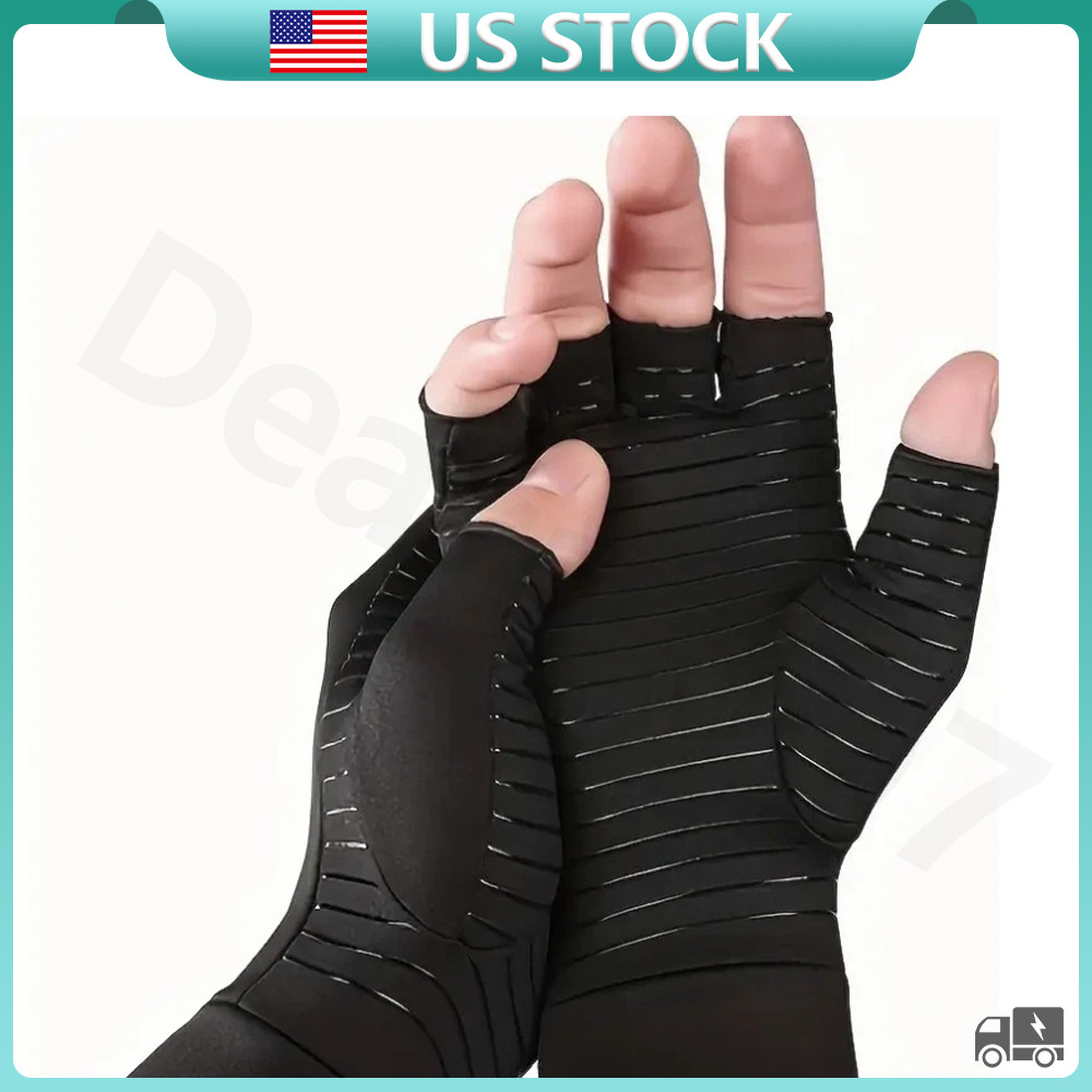 1 Pair Copper Arthritis Compression Gloves Hand Support Pain Relief Joint Self