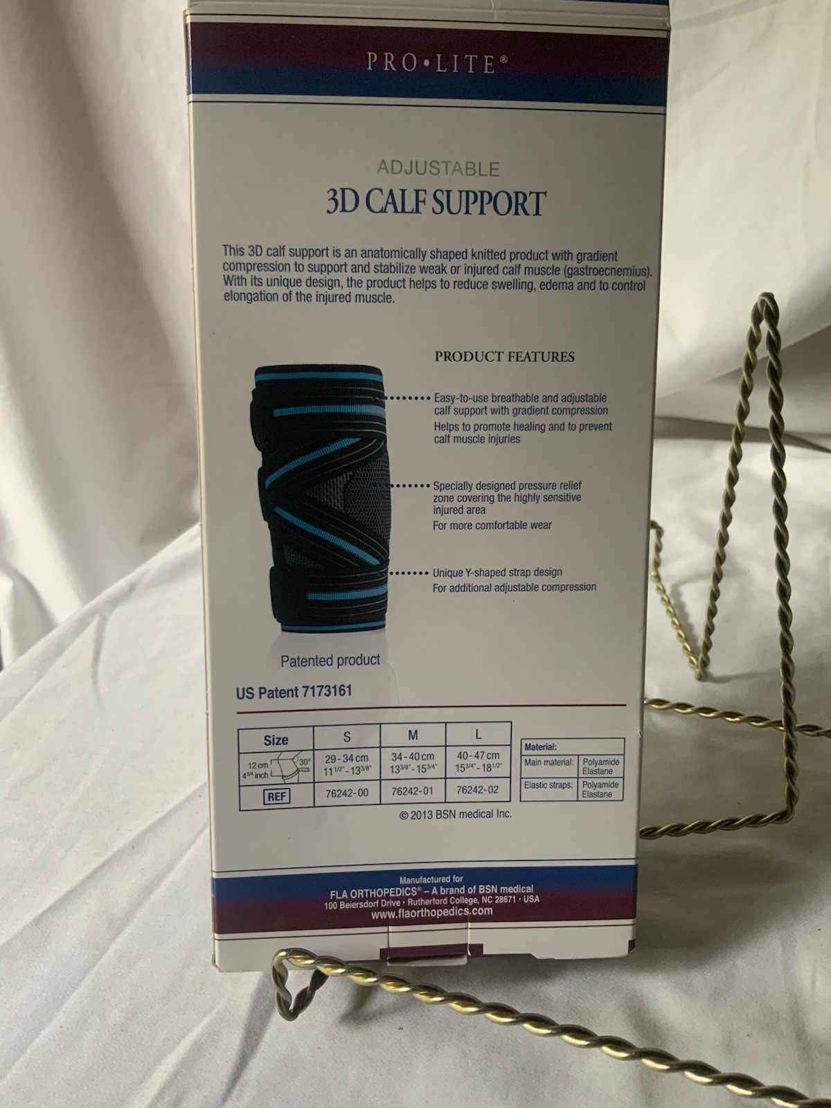 FLA Motion Comfort 3D Calf Support Black/Blue Stripe Large Pro-Lite