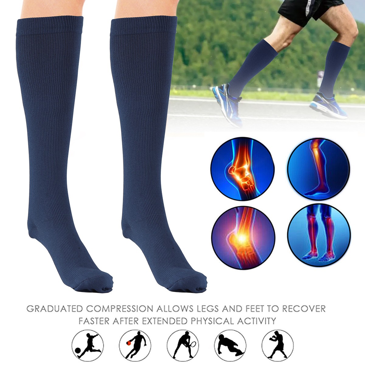 6Pairs Compression Socks Knee High 20-30mmHg Graduated Support Men Women S-XXL