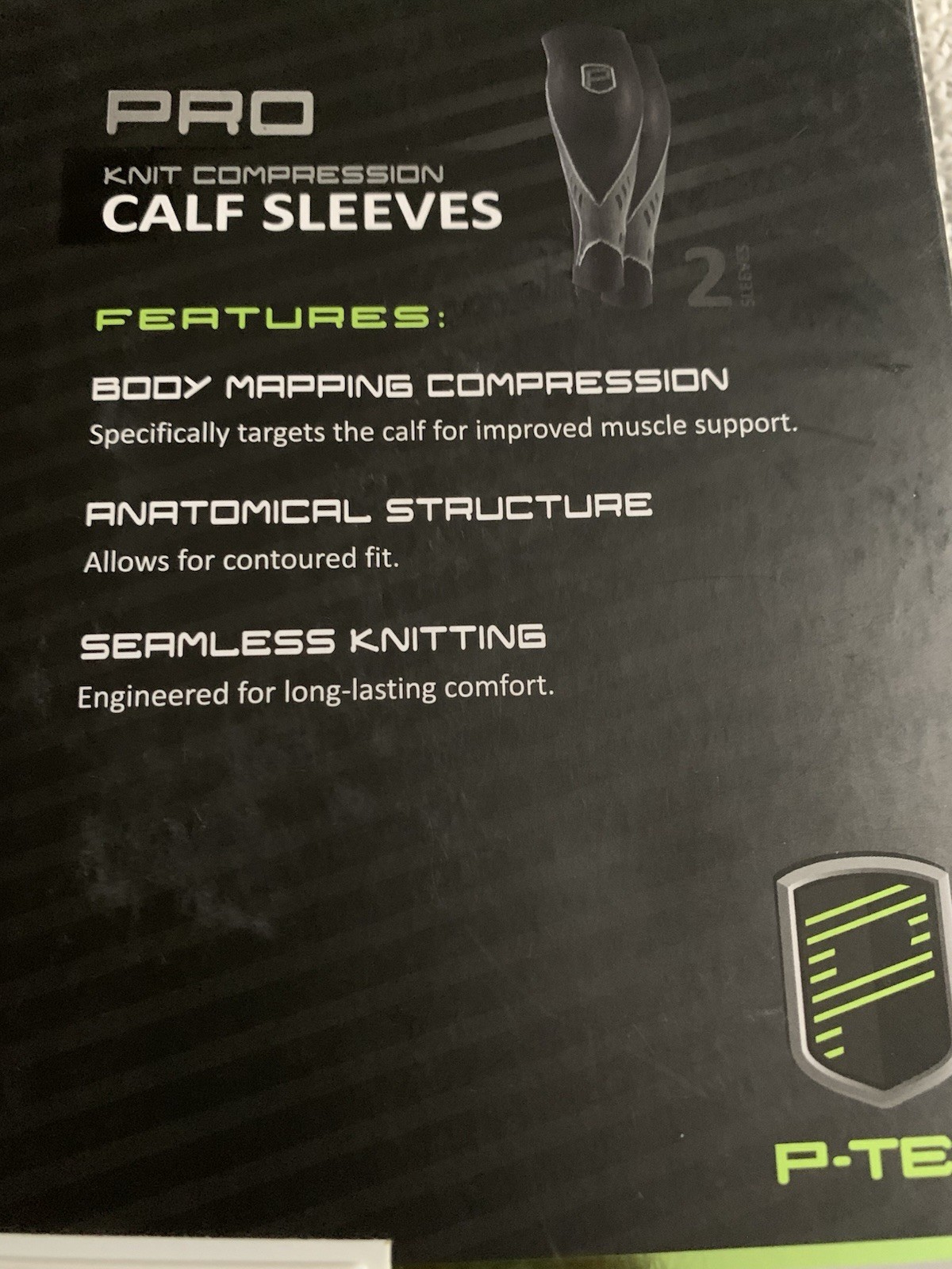 P-TEX ** PRO KNIT COMPRESSION CALF SLEEVES **P-TEXC500” Small Pair **BLACK*NEW**