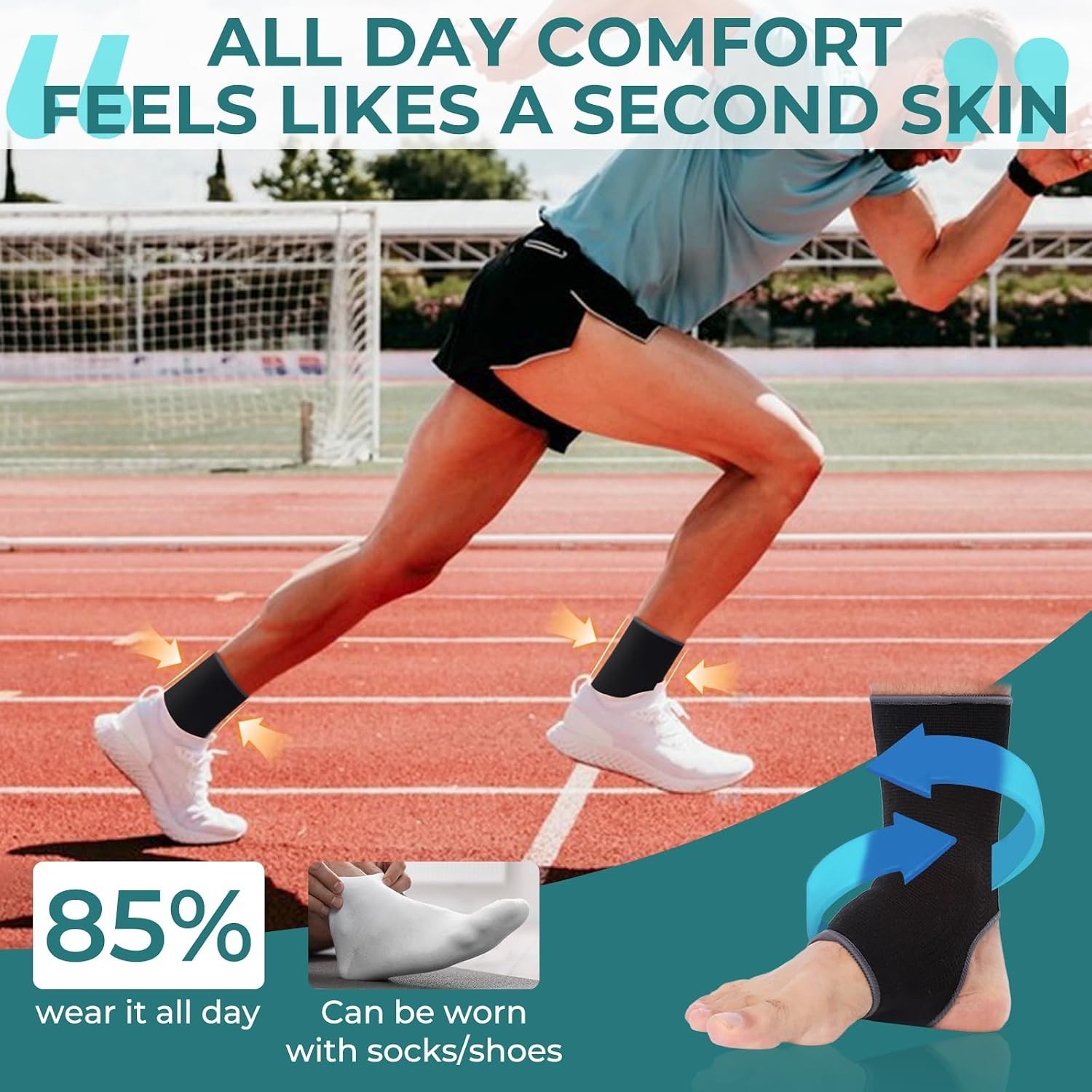 Ankle Support Sleeve 1 Unit – Open Heel, Light, Elastic & Breathable Knitted …