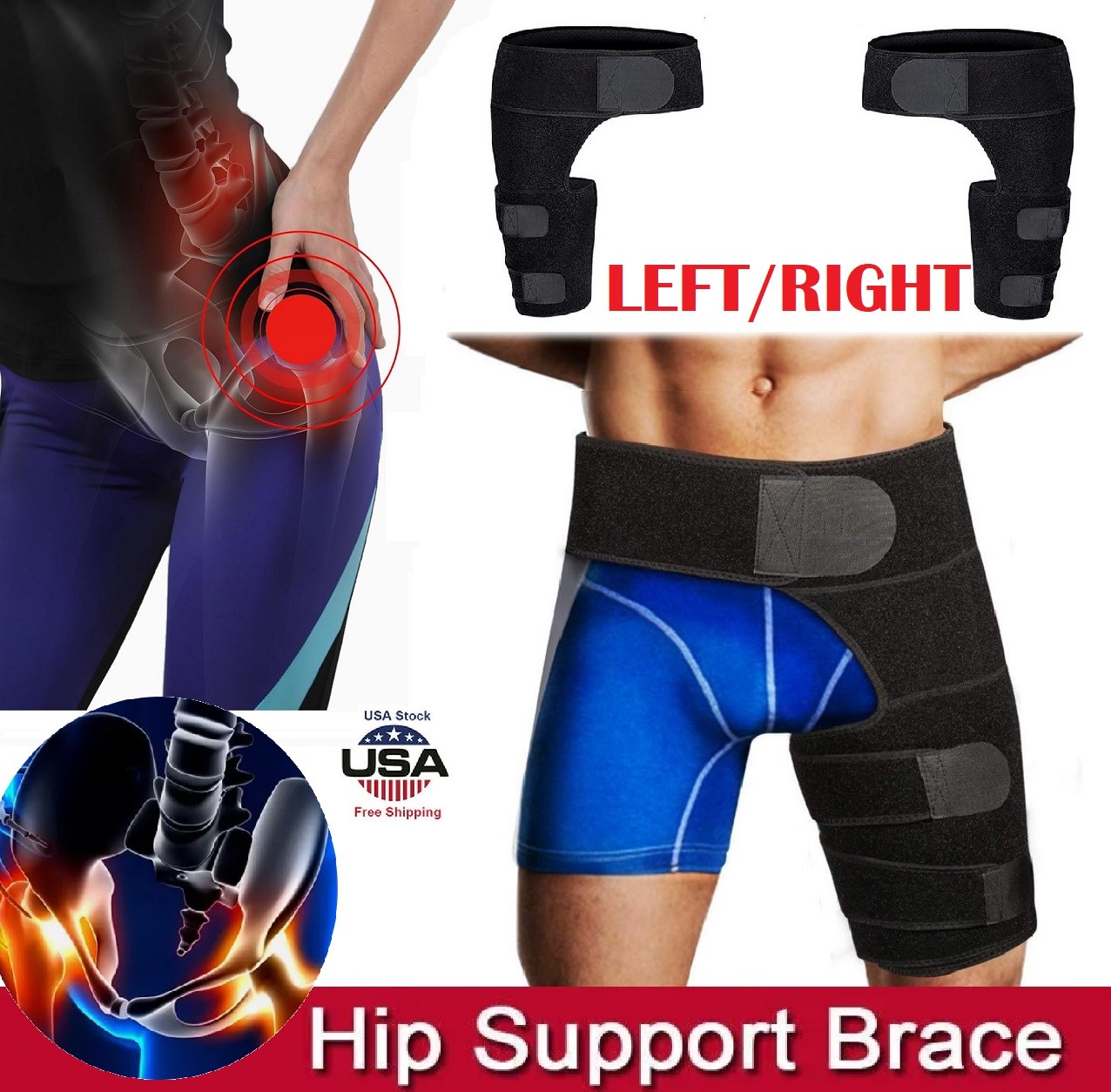Hip Brace Compression Groin Support Wrap for Sciatica Pain Relief Thigh Recovery