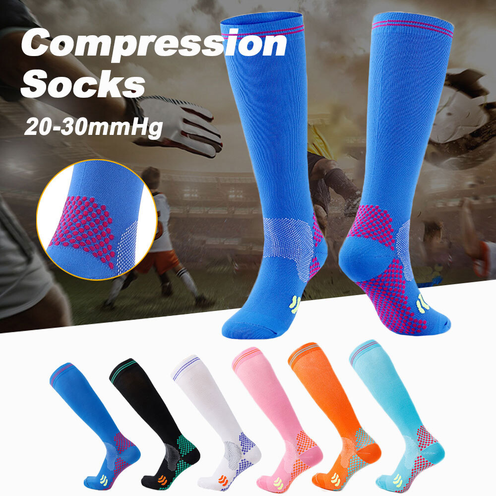 3 Pairs Mens Compression Socks For Running Sports Ankle Support Wide Calf Socks