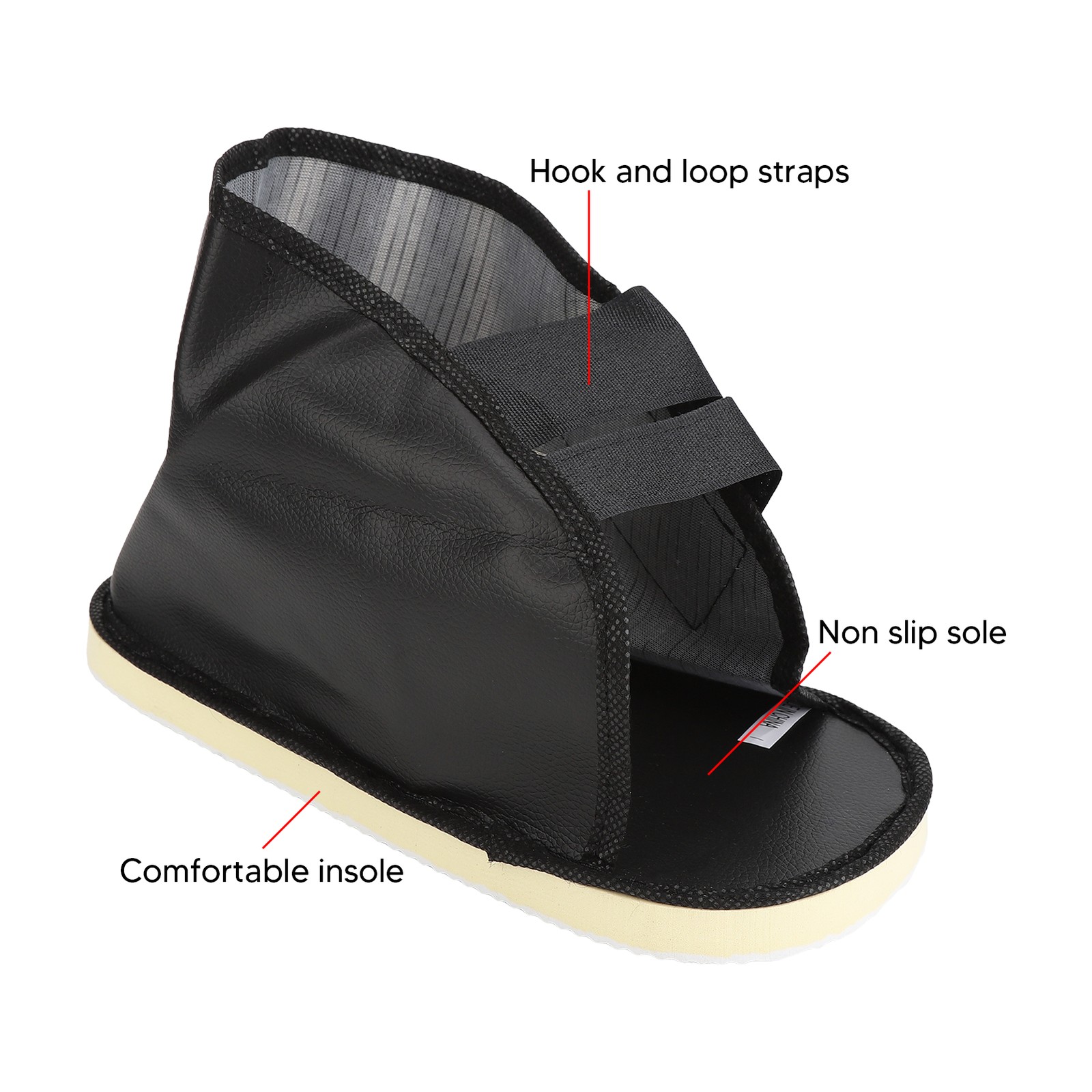 Adjustable Cast Shoe For Post Operative Recovery In Faux Leather