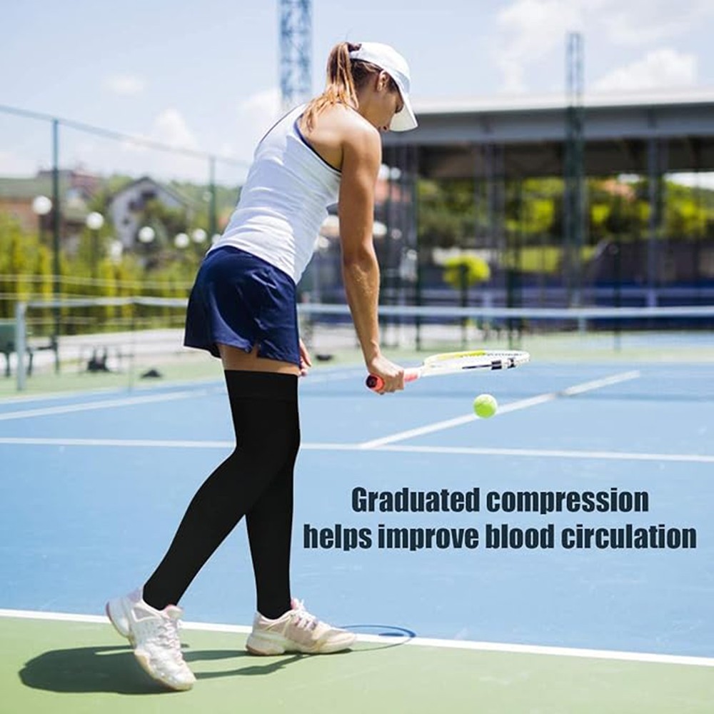 Compression Sleeve Calf Thigh Leg Support Brace High Stocking Sport Relief Gym