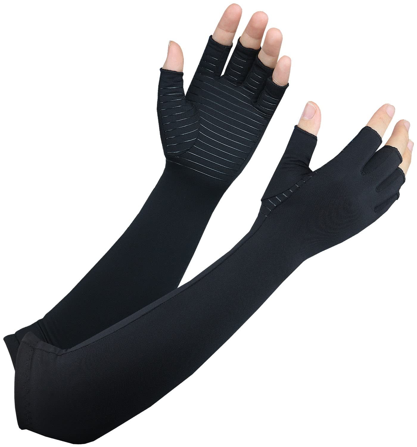Arthritis Gloves Copper Long Wrist Compression Fingerless Carpal Tunnel RSI 1