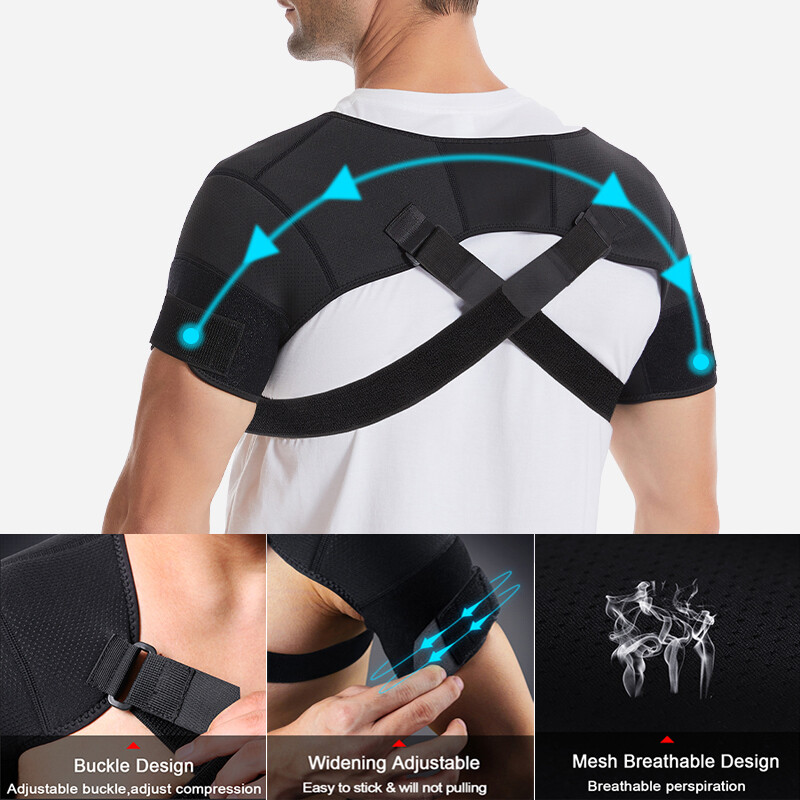 Double Shoulder Support Strap Wrap Neoprene Protector Pain Relief & Injury Brace