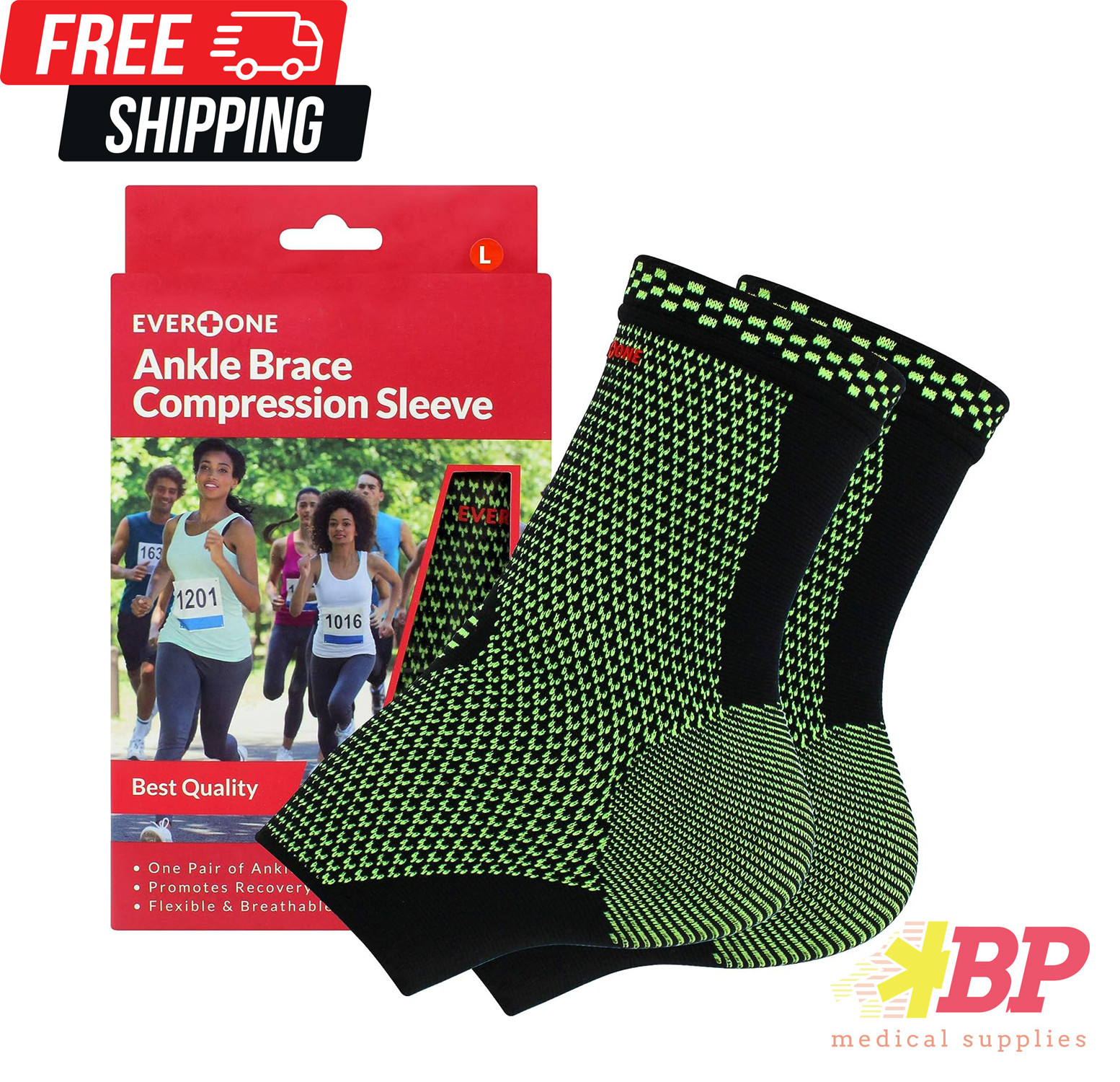 EverOne Ankle Brace Compression Sleeve Unisex – 1 Pair (2PC)