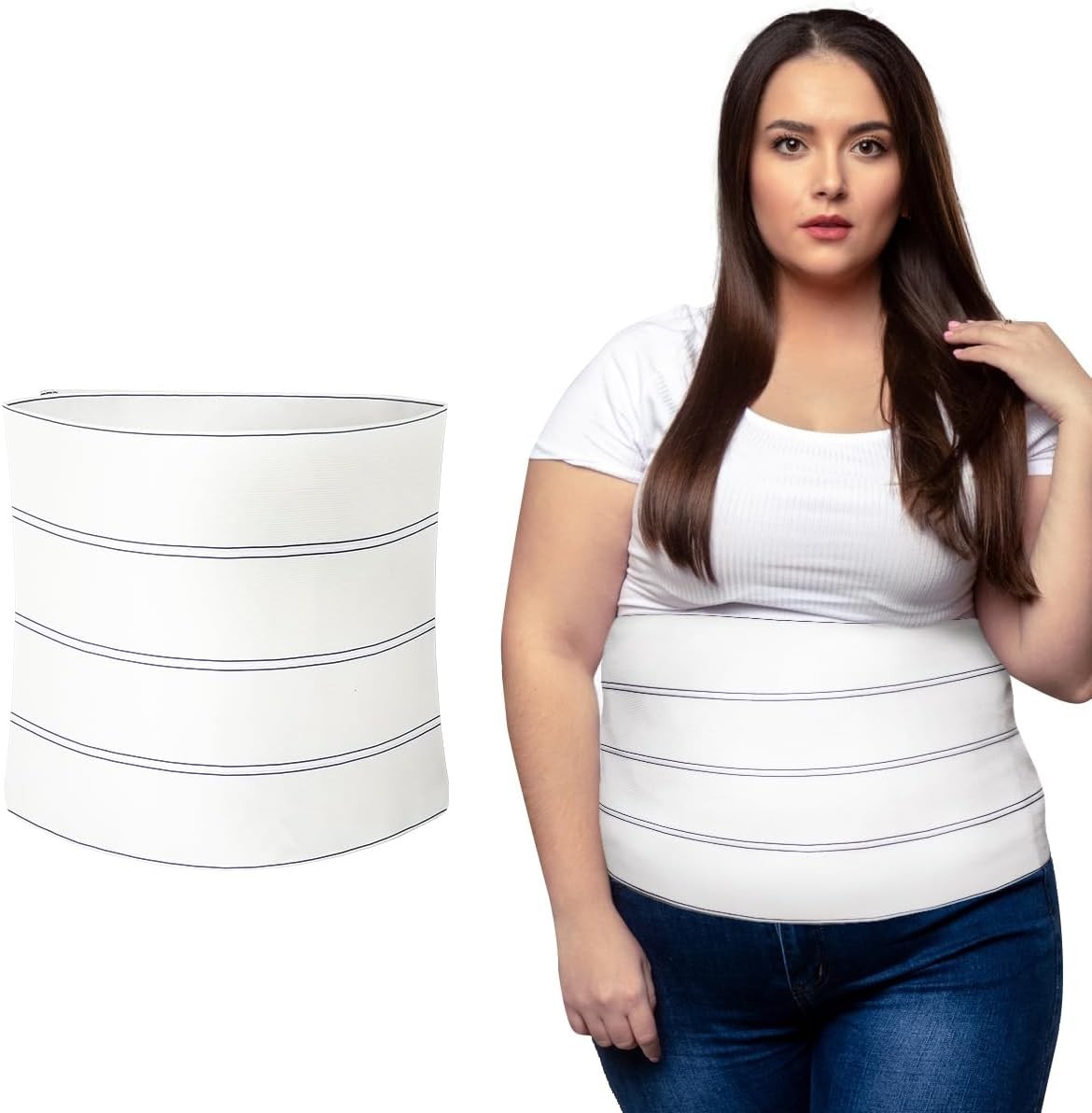 C Section Belly Binder, 12-Inch Wide Abdominal Binder Post Surgery Plus Size,…