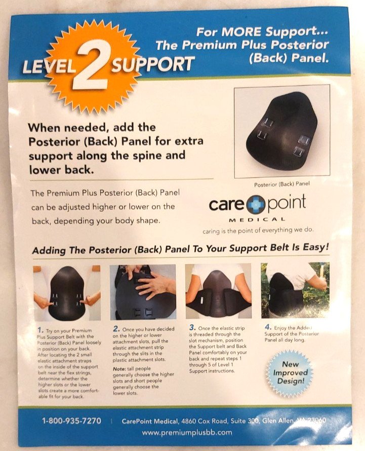 Back Brace Support Belt with Stomach and Back Support Panels Size XL, Adjustable