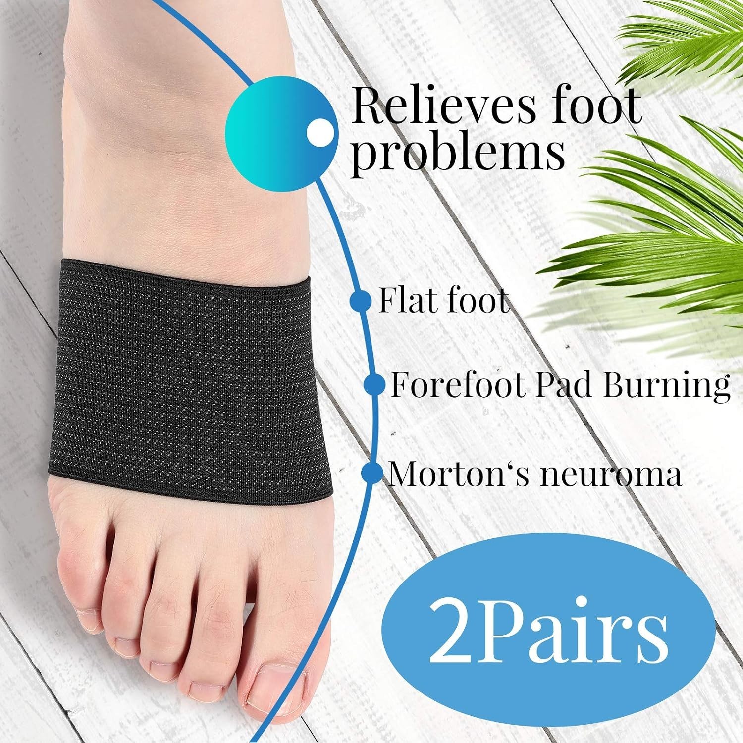 Adjustable Compression Foot Wraps – 2 Pairs Black Support for Active Lifestyles