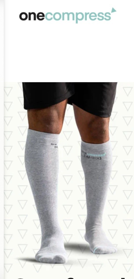 ONE COMPRESS Bamboo Compression Knee Socks Pair With Grips-Gray- Sz XS- S-NWT