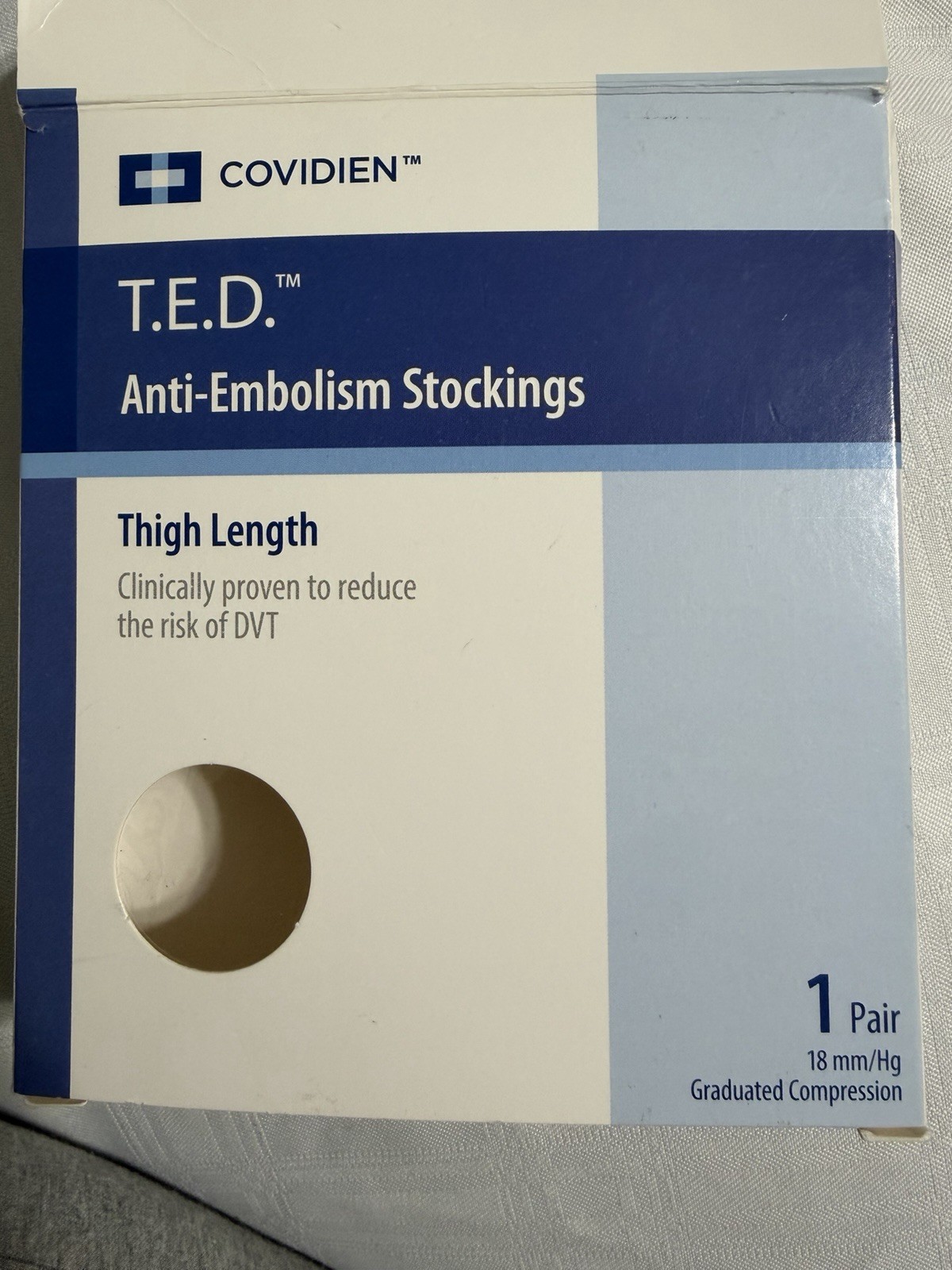 T.E.D Anti-Embolism Stockings~ Thigh Length~Closed Toe~White~18 mmHg~Compression