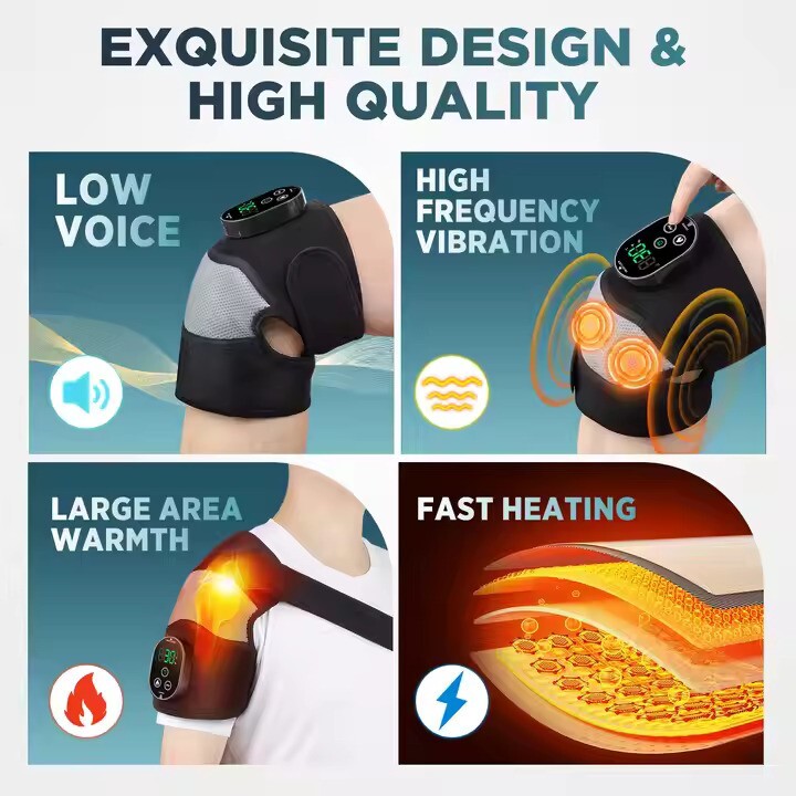 Electric Knee Massager w Heat & Vibration – Pain Relief, Adjustable for Shoulder