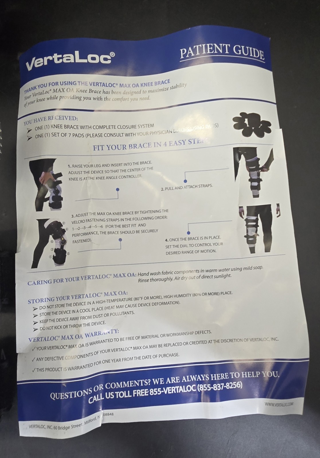 Vertaloc Max OA Knee Brace Support RIGHT Size SMALL Black BRAND NEW