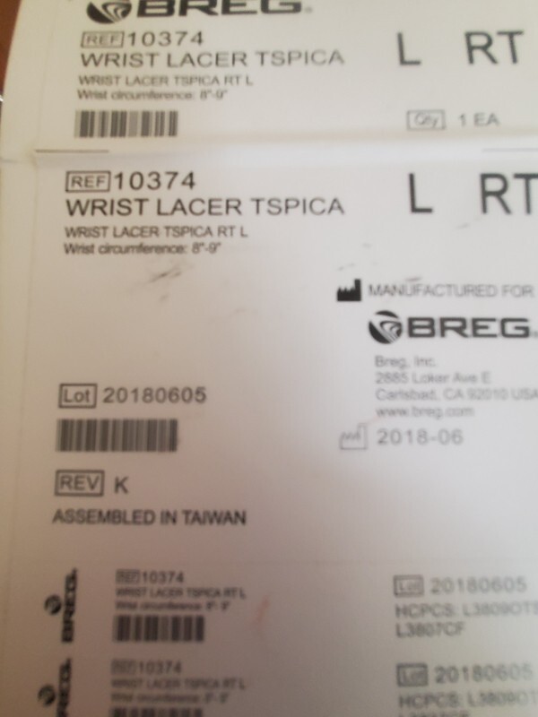 Breg Wrist Lacer Right Large W/Thumb Spica 10364 8-9″