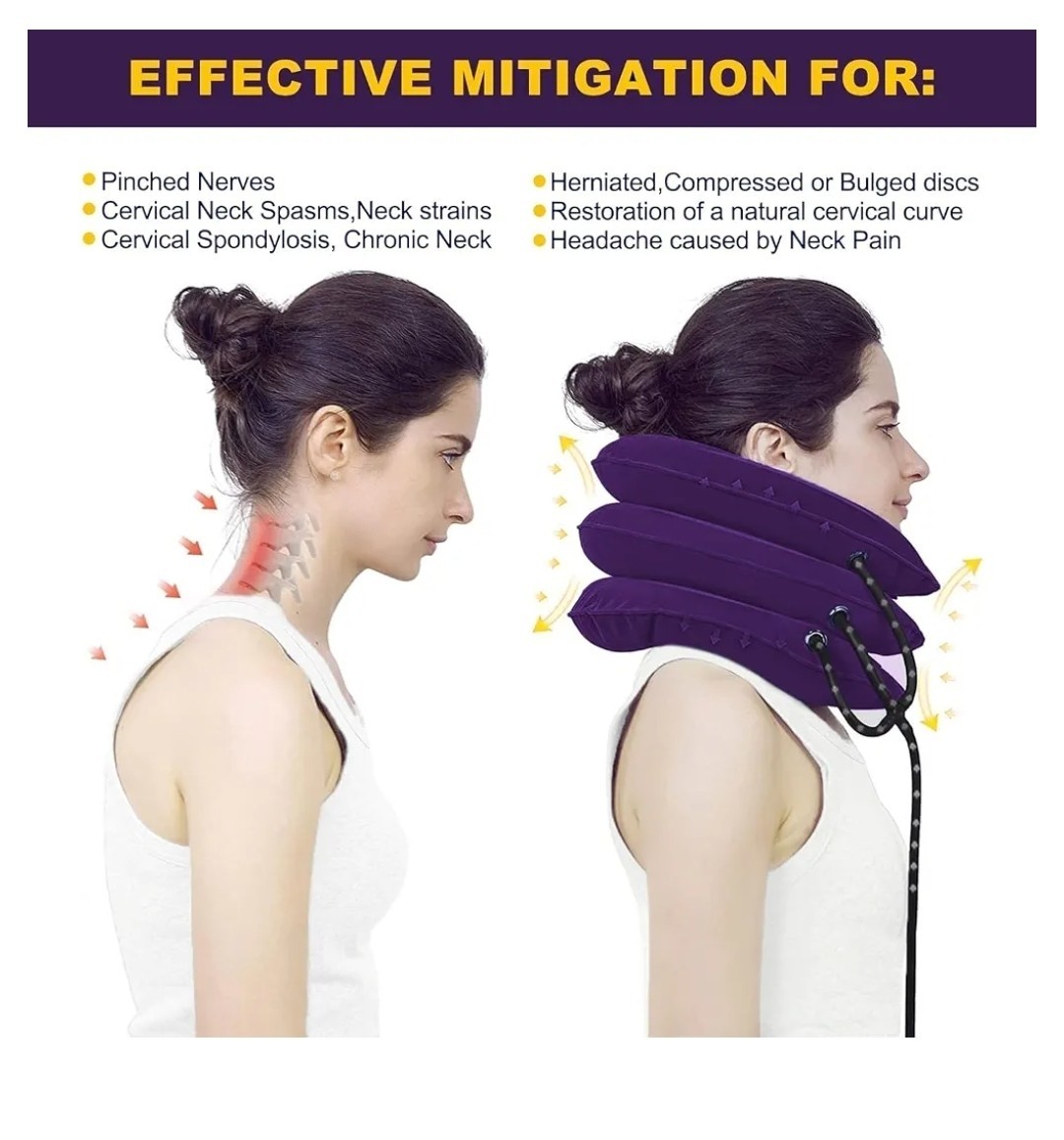 Cervical Neck Traction Device For Pain Relief – Inflatable Stretcher Brace Pur
