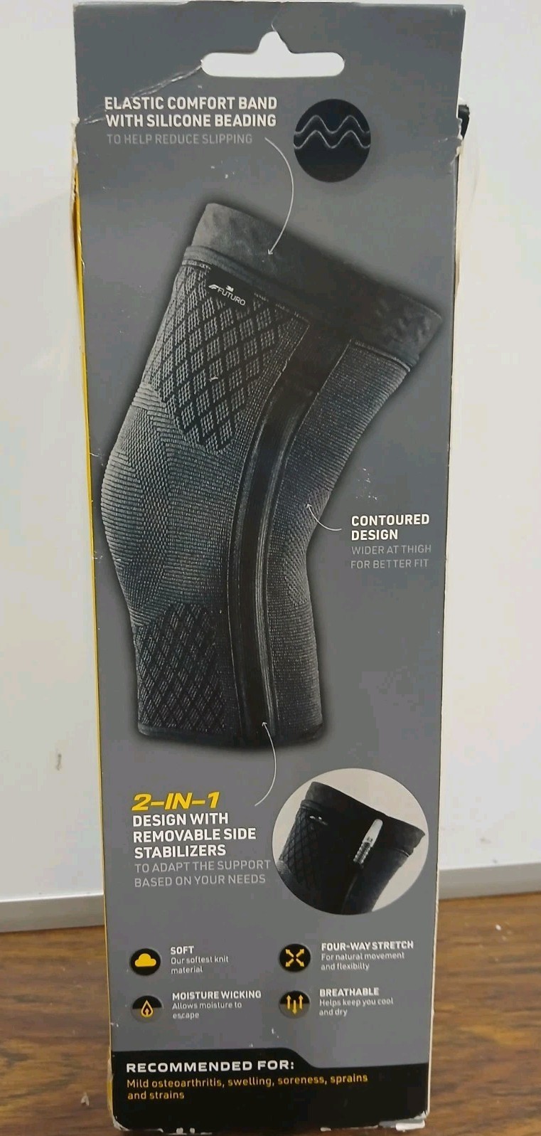 FUTURO Premium Compression Knee Sleeve with Stabilizers, SMALL, Dark Gray