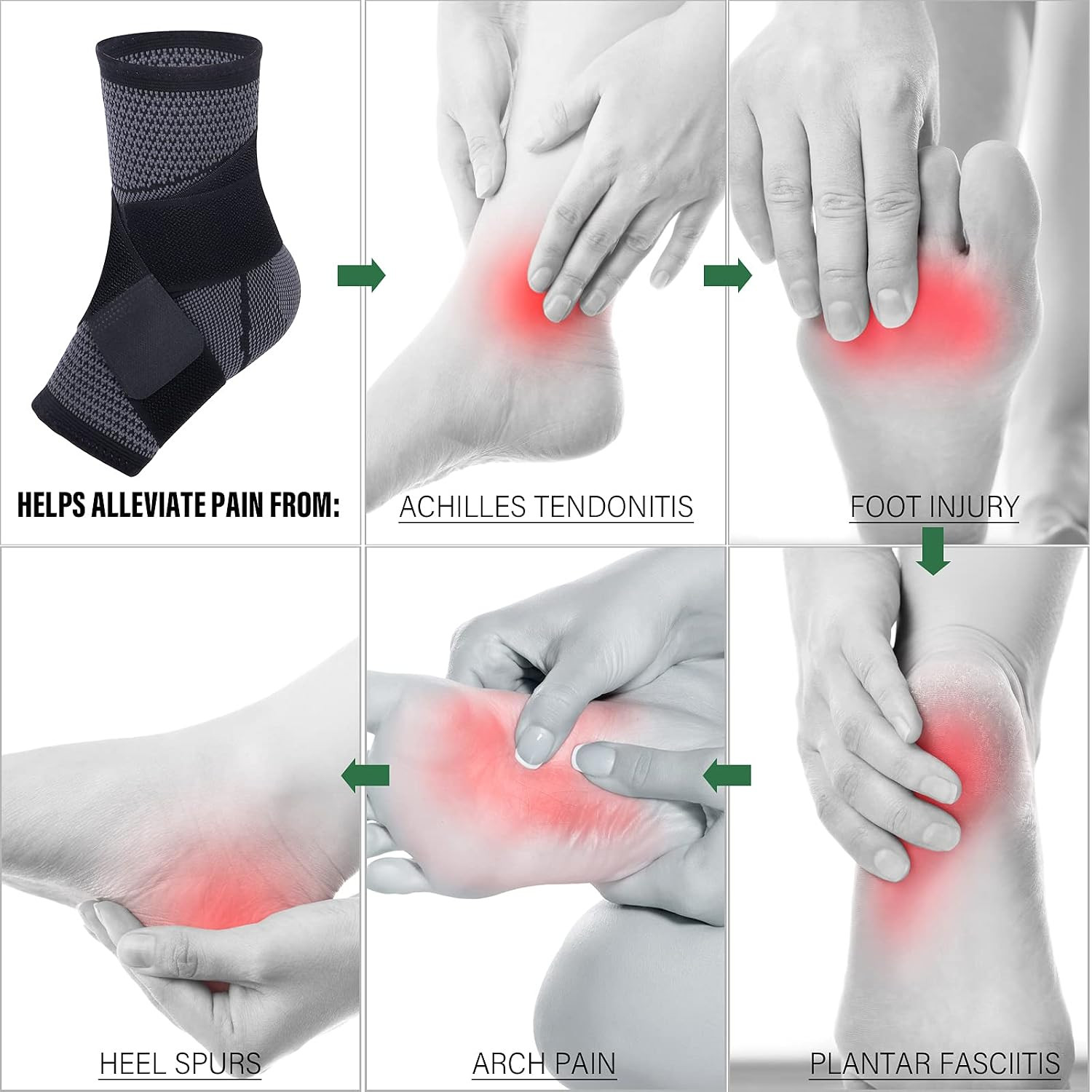 Ankle Braces, Adjustable Compression Ankle Support Men & Women for Injury Recove