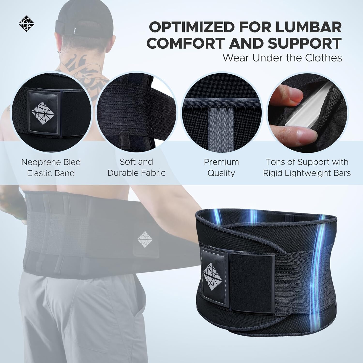 Workout Back Brace for Lower Back Support, Сompression & Pain Relief, M Size.