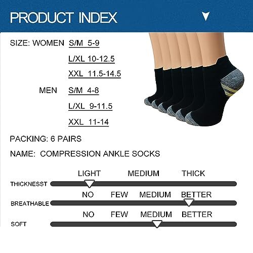 Copper Compression Socks Women and Men 6 Large-X-Large A2 – 6 Black No Show