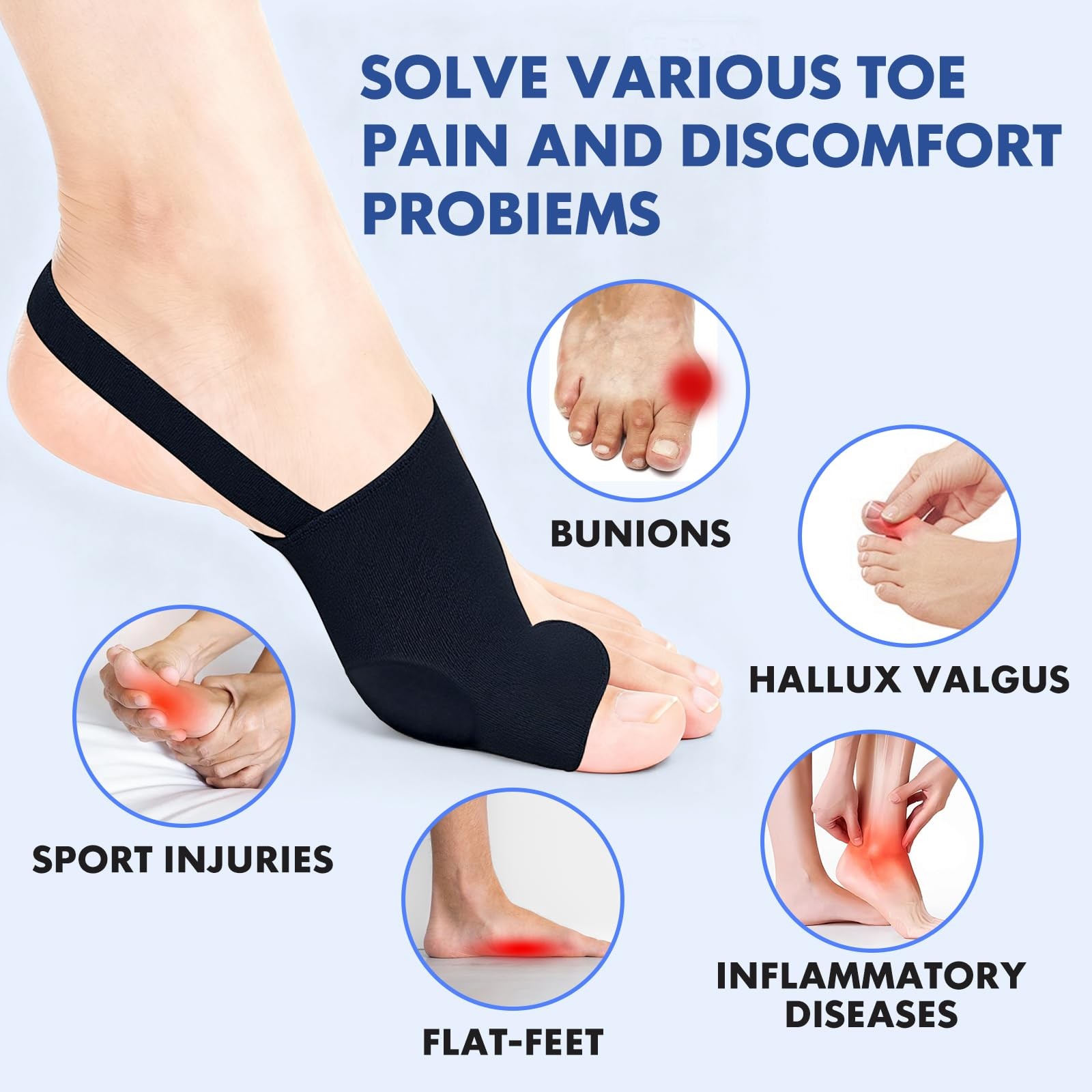 2PCS Bunion Corrector for Women & Men – Correction with Pure Black