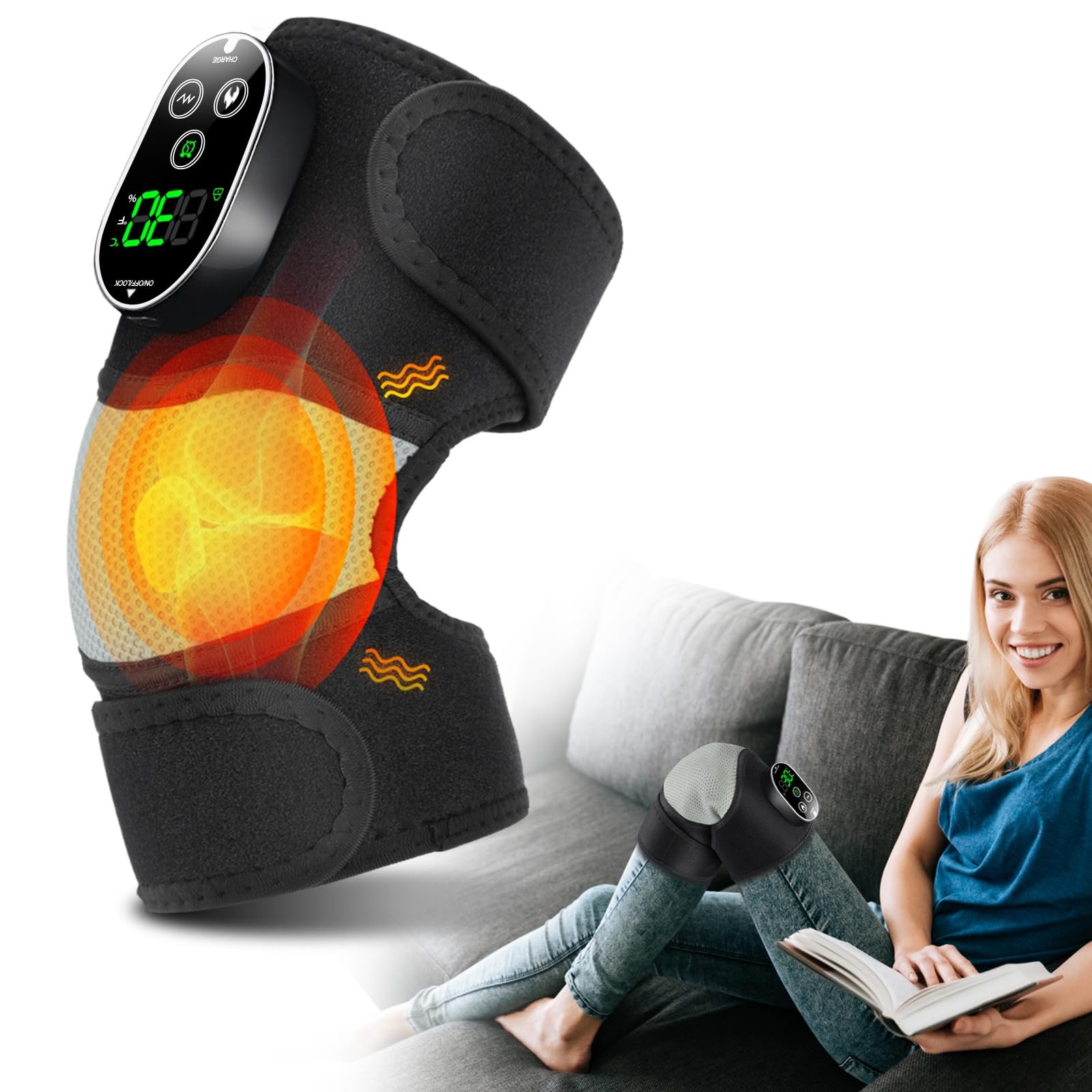 FSA or HSA Eligible Cordless Heated Knee Massager 3-in-1 Knee Massager with H…