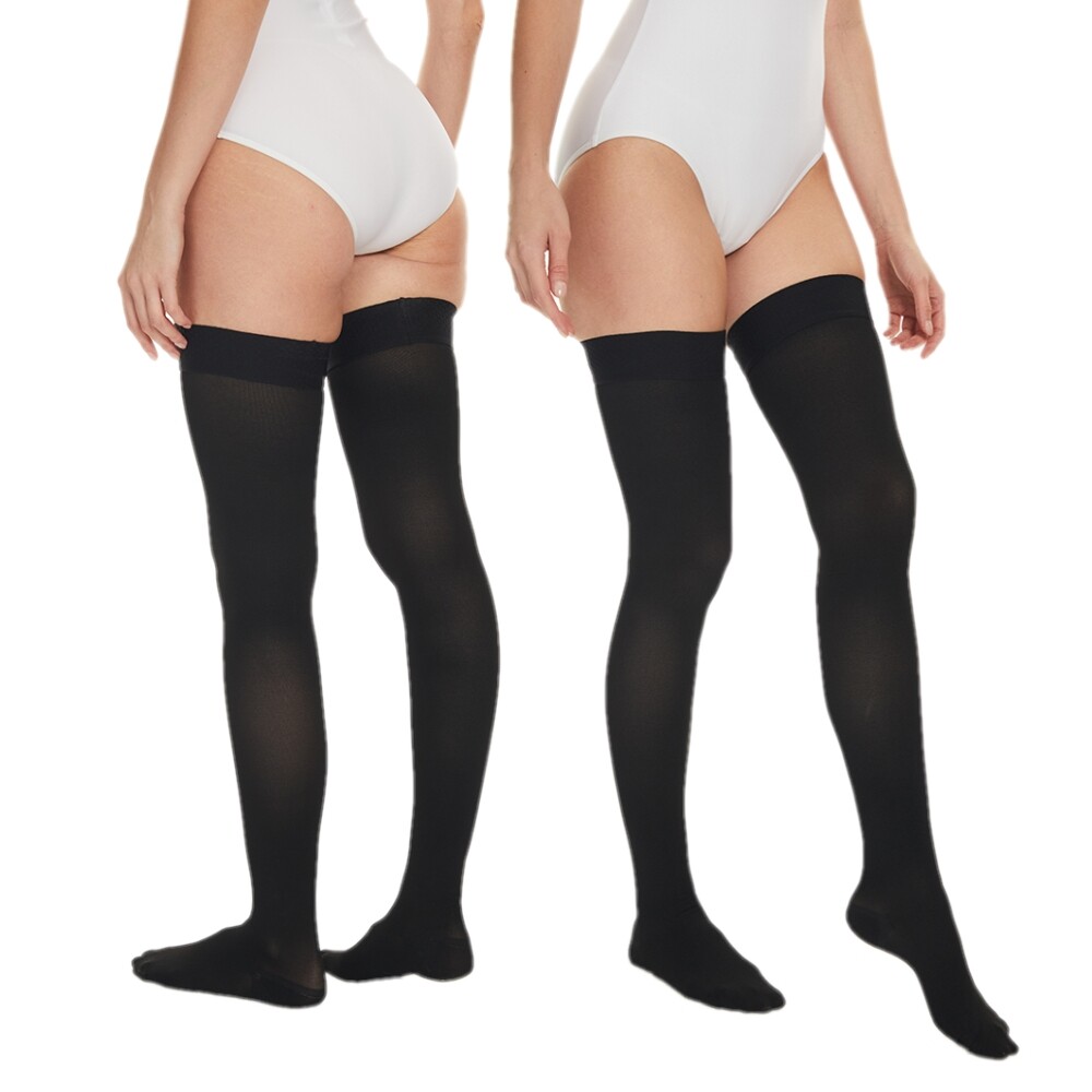 Thigh High Compression Stockings, Closed Toe, Firm Support 30-40 mmHg Gradient