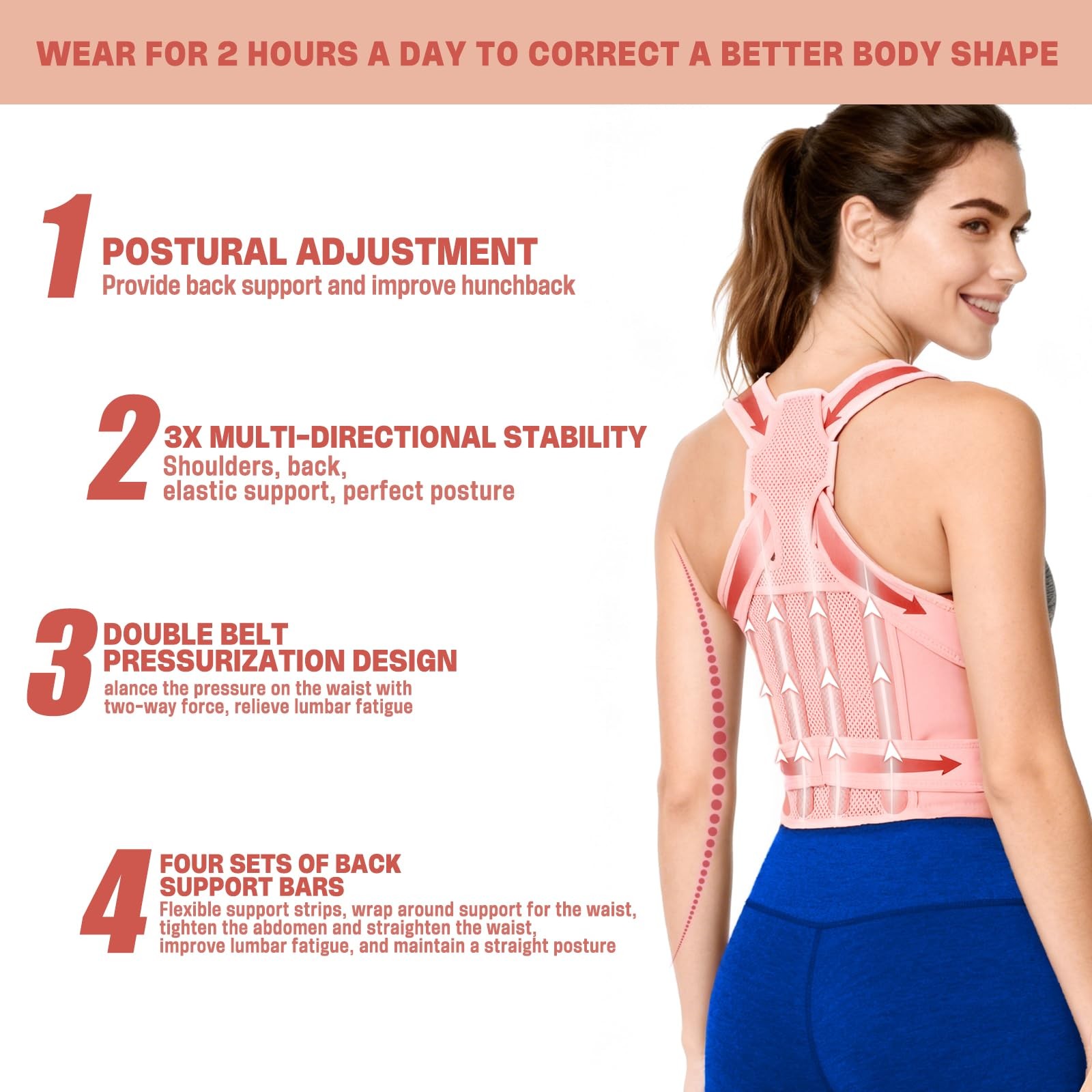 DVINTHECRAB Back Brace & Posture Corrector for Women and Small, Pink