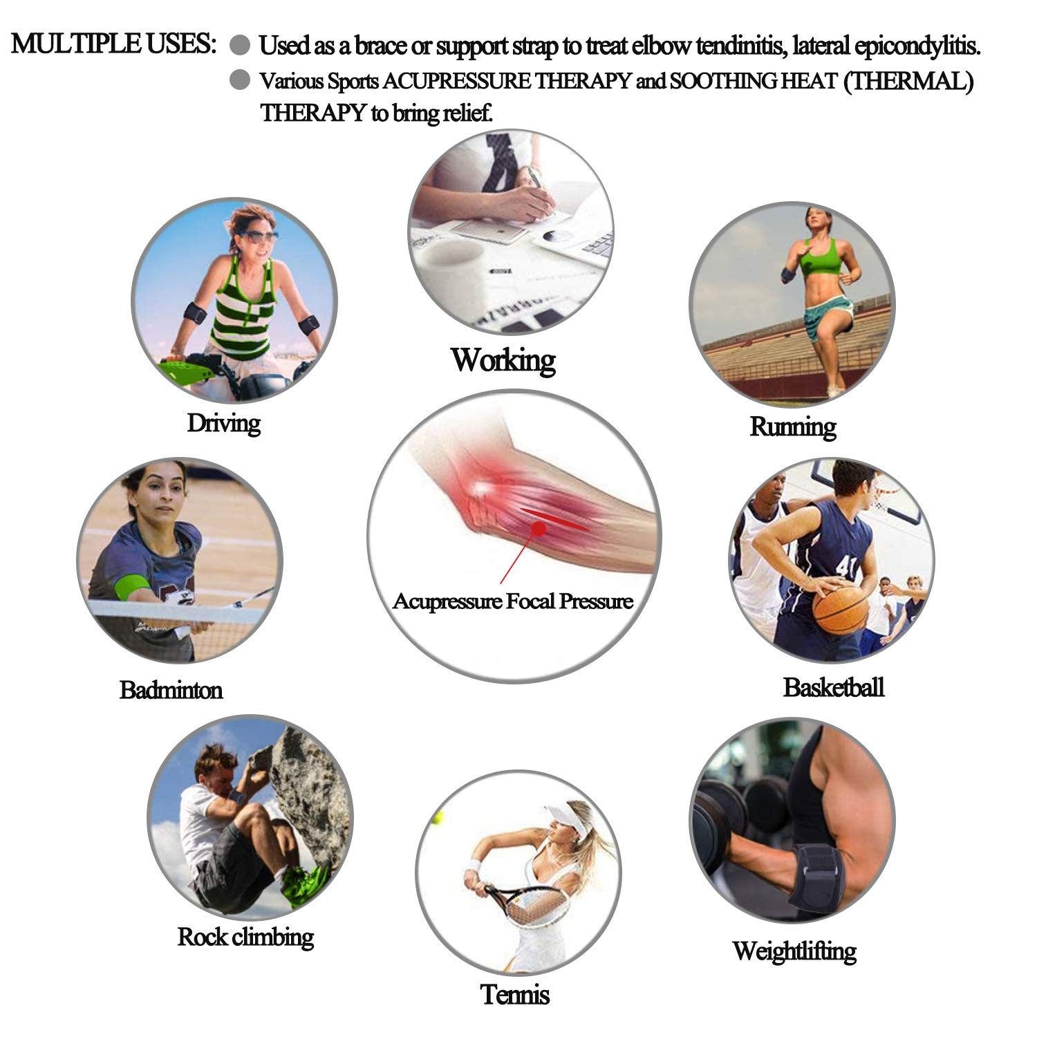 Forearm Wraps for Pain, Tennis Elbow Brace Tendonitis Treatment