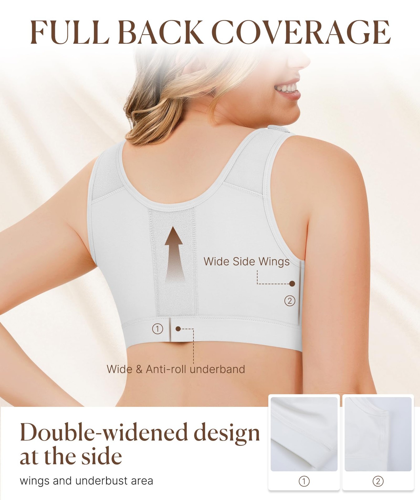 Post Surgery Front Closure Bras for Women Full Coverage Compression Mastectom…