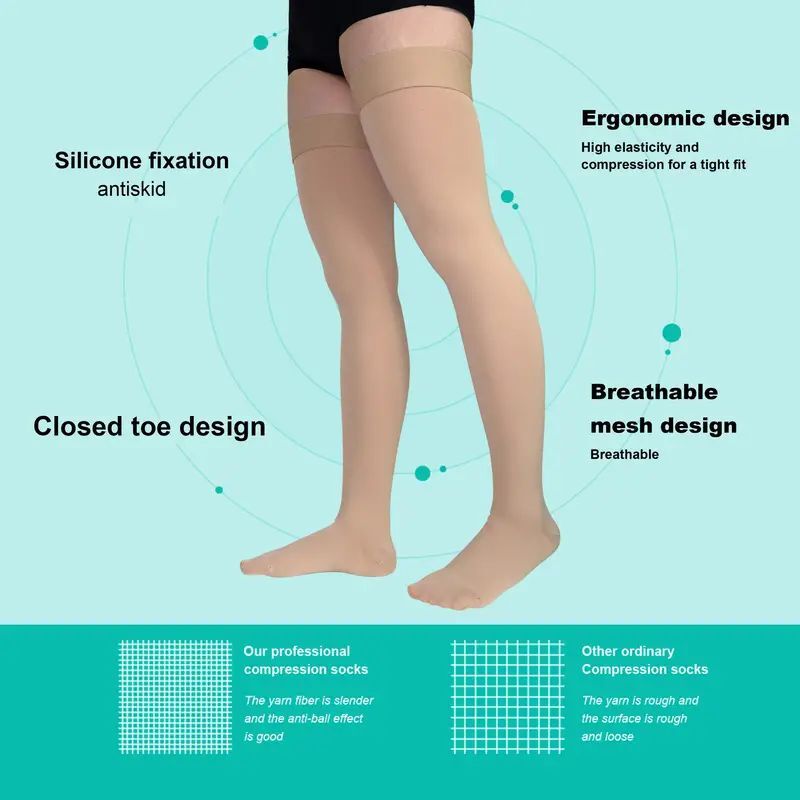 30-40 mmHg Medical Compression Stockings Thigh High Surgical Socks Varicose Pain