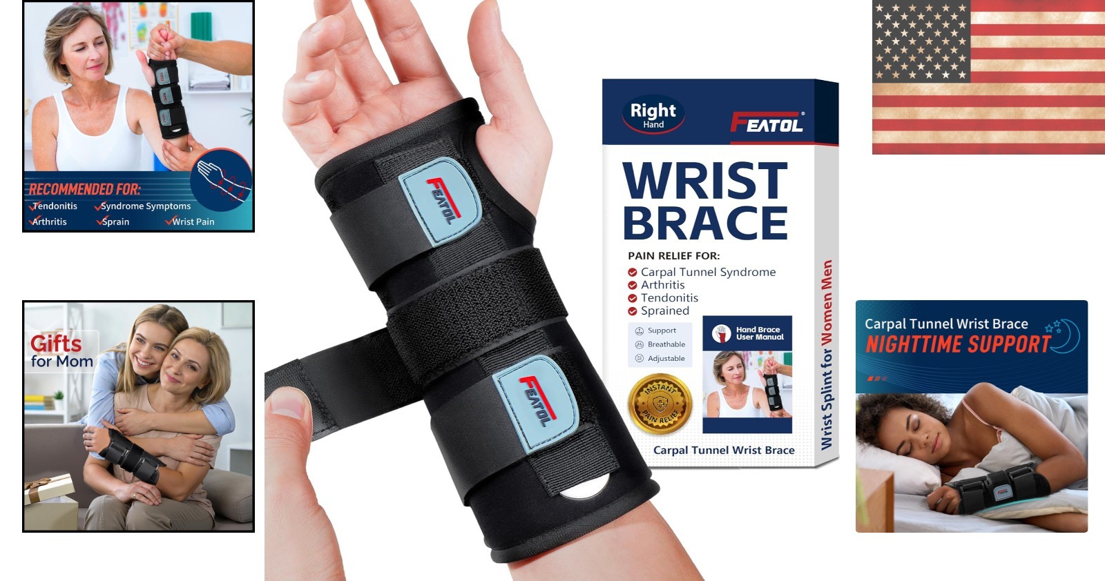 Multi-Condition Right Hand Wrist Brace – Adjustable Splint for Arthritis Relief