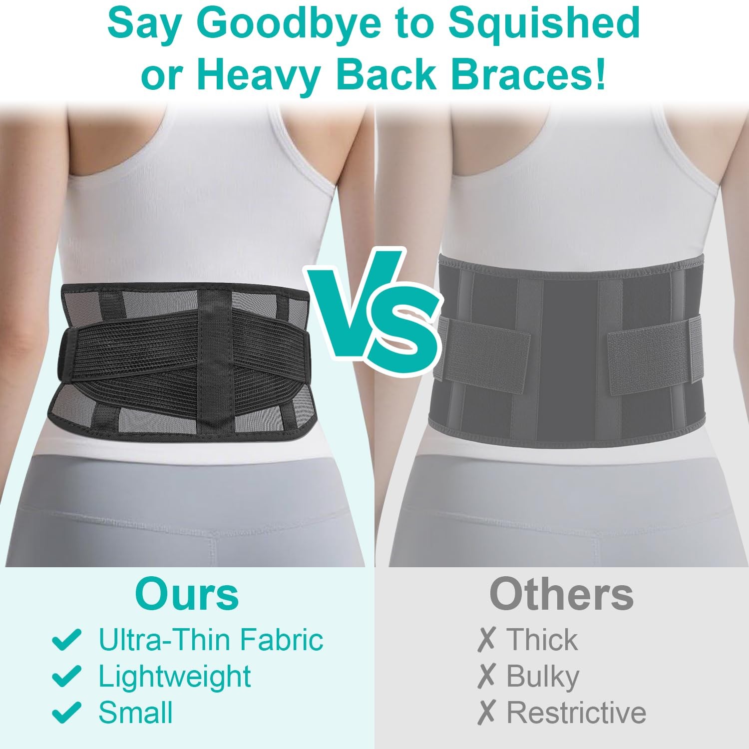 Ultra Thin Breathable Lower Back Support Brace Sciatica Compression Belt Black
