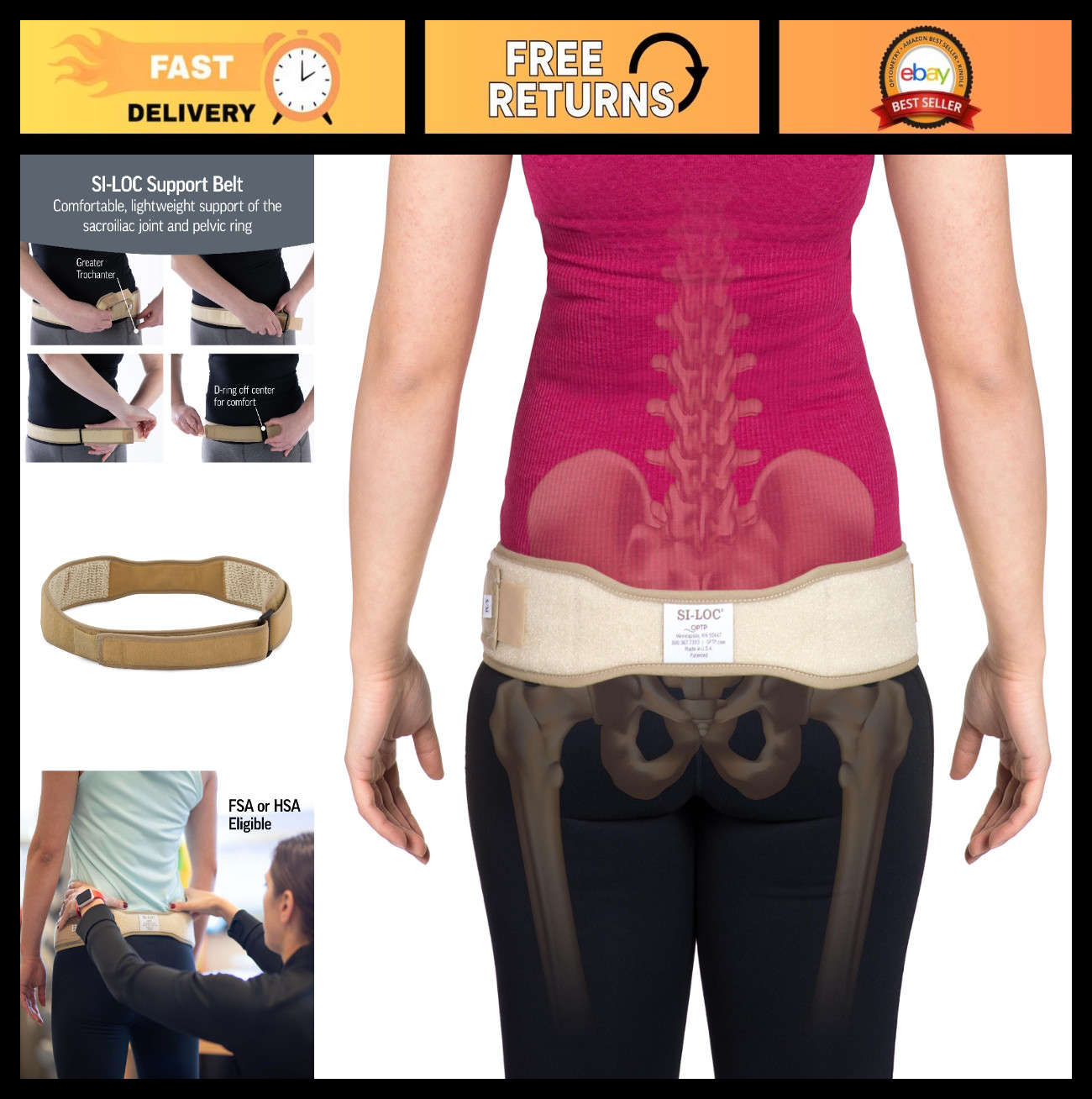 Sacroiliac Joint Belt for Women & Men – Lower Back Support, Pelvic Pain Relief,
