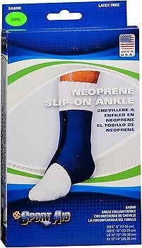 Sport Aid SA9090 Neoprene Slip On Ankle Brace Support Latex Free Blue Small 1ct