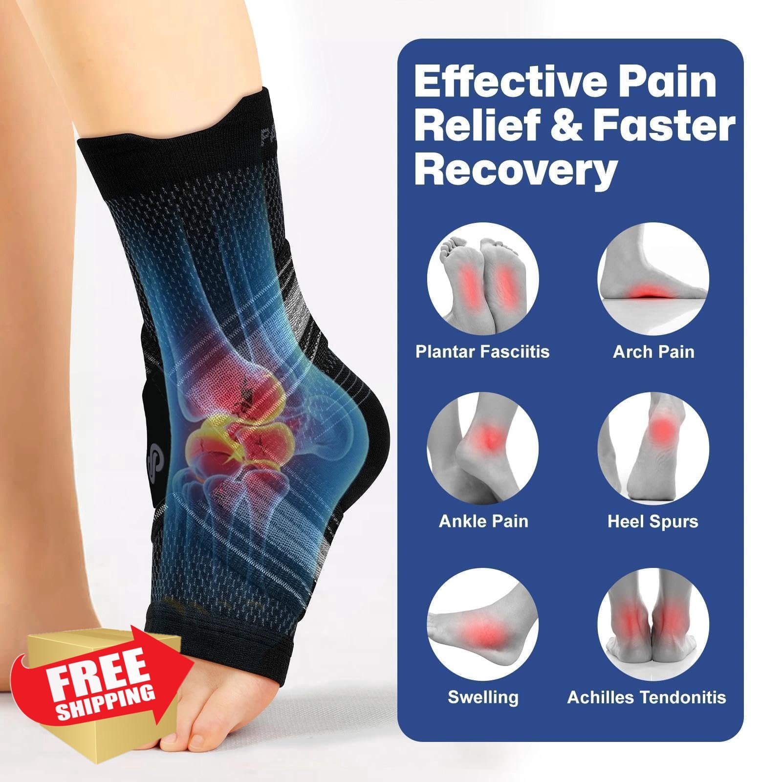 PAPLUS Ankle Braces Black Medium 2 Pairs