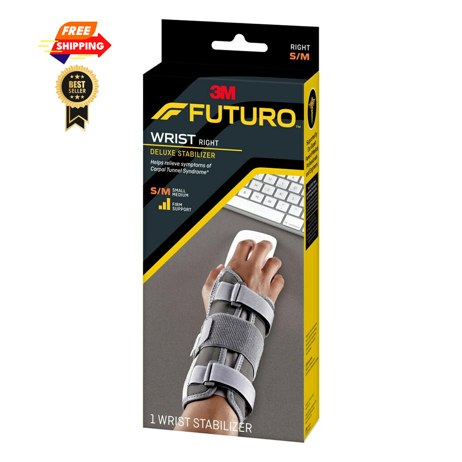 FUTURO Deluxe Wrist Stabilizer Right Hand, S/M Small/Medium, Beige