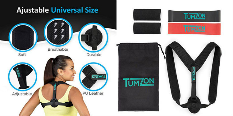 POSTURE CORRECTOR-Neck Back Pain Relief Alignment Comfortable W/2 EXERCISE BANDS