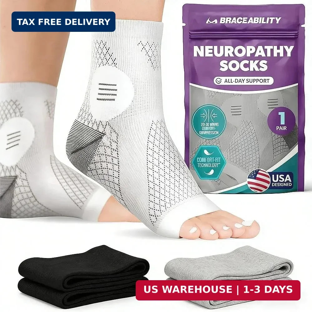 NeuroCare Foot Supports for Neuropathy -Compression Foot Sleeves for Nerve Pain