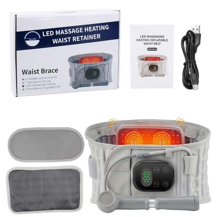 Spinal Air Traction Back Belt Decompression Lumbar Waist Inflate Heating Support