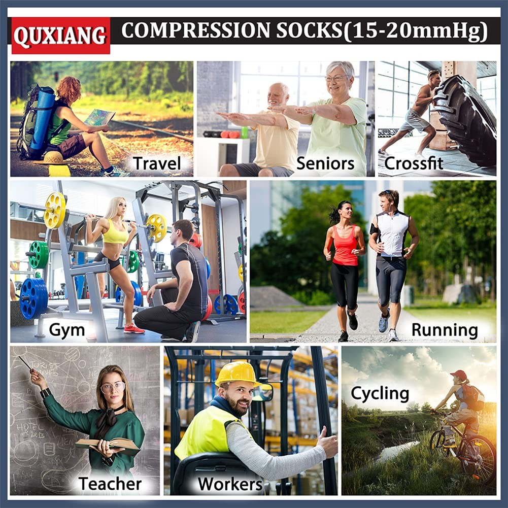 Copper Compression Socks Women Men Circulation 8 Pairs 1520 mmHg Athletic