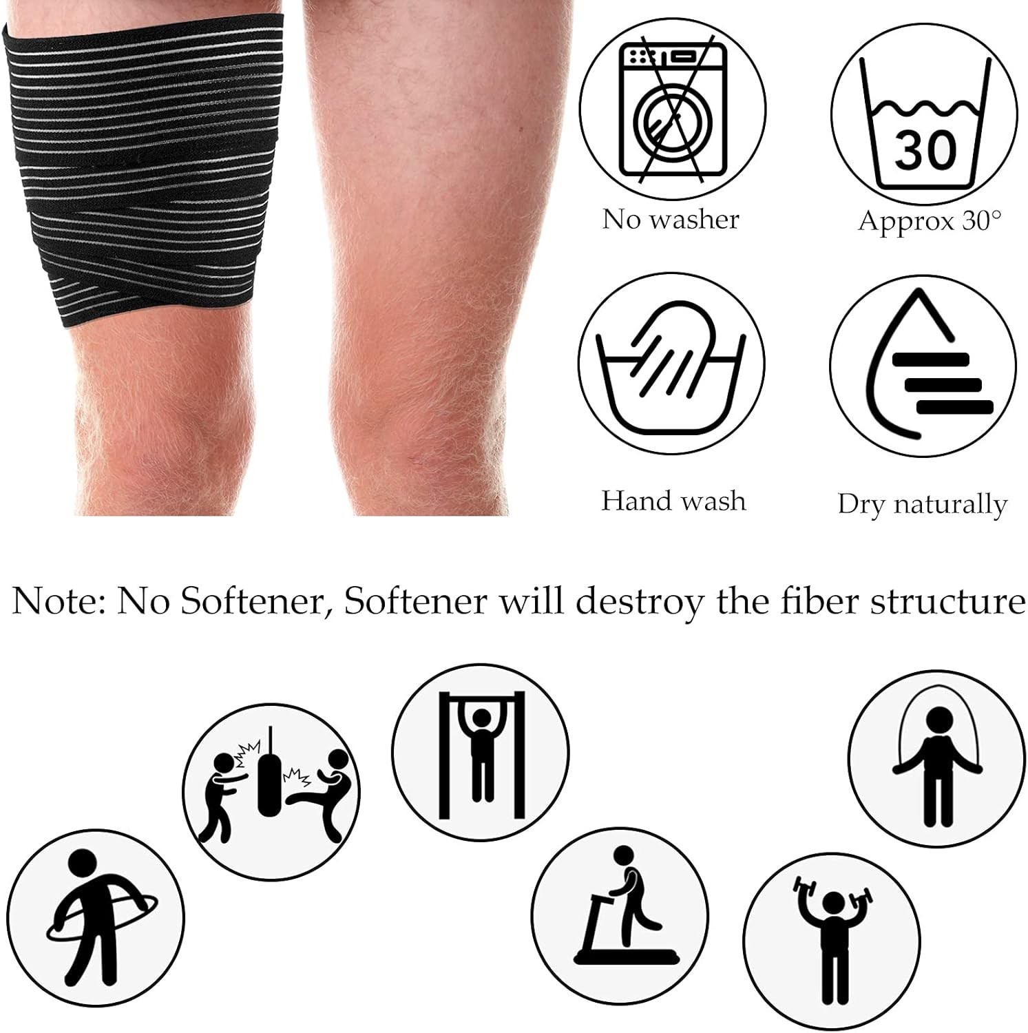 Compression Bandage Wraps for Leg, Elastic Calf Compression Sleeve Ankle Supp…