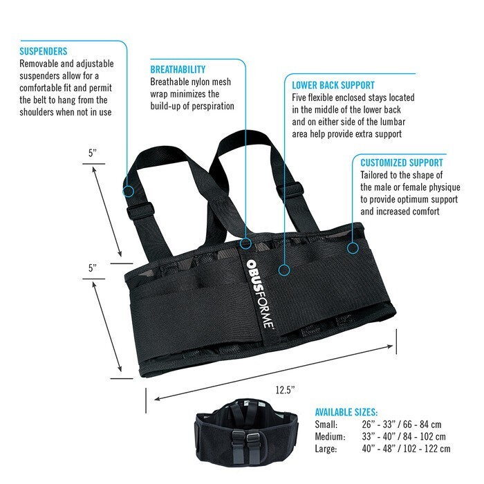 ObusForme Back Support Belt with Built-in Lumbar Support | Adjustable Suspenders